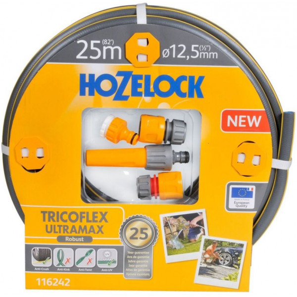 Набор для полива "HoZelock" Шланг Tricoflex Ultramax 1/2" 25м с коннекторами и наконечником