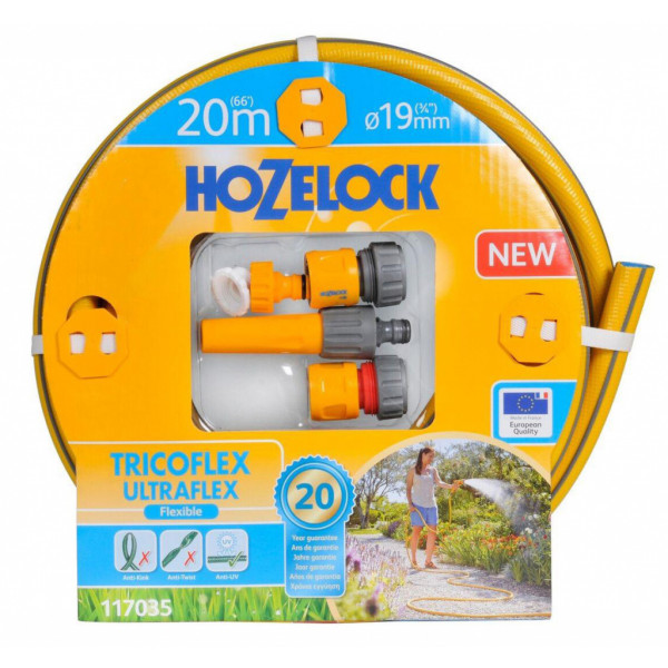 Набор для полива "HoZelock" Шланг Tricoflex Ultraflex 3/4" 20м с коннекторами и наконечником